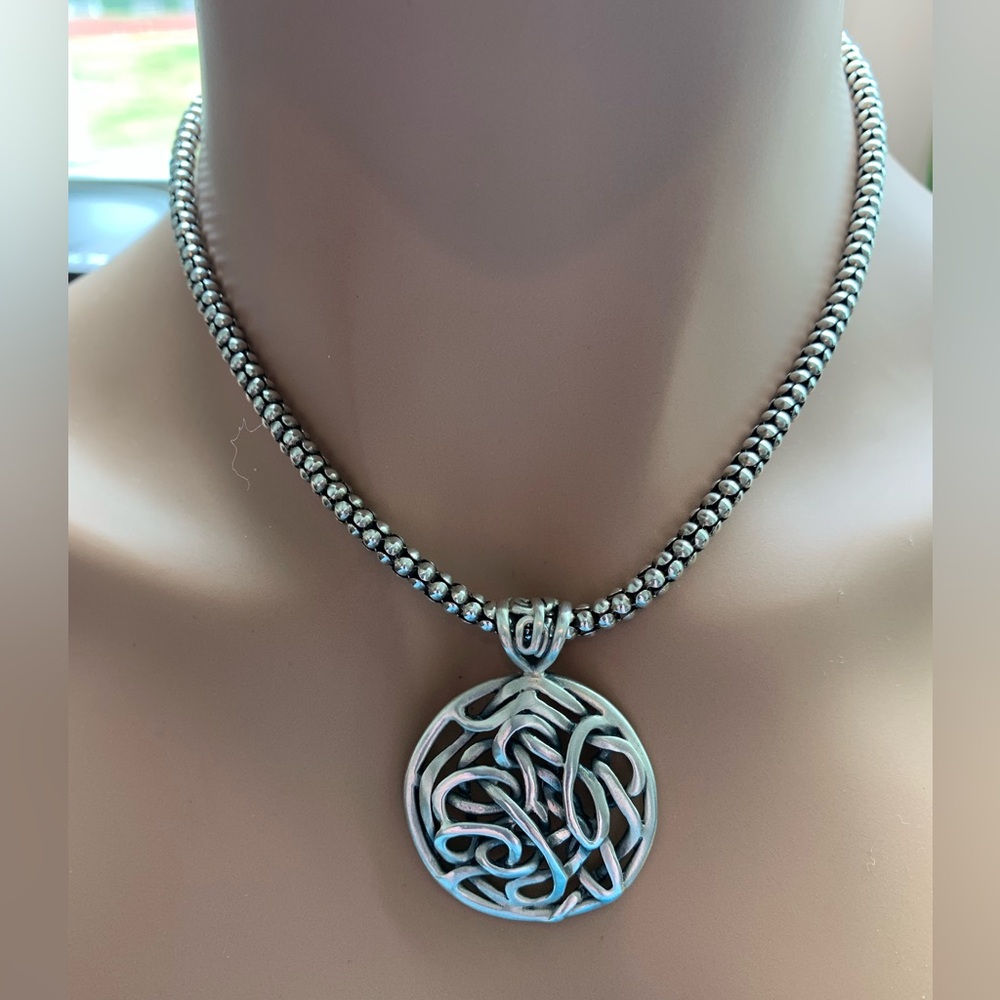 RESERVED Silpada Dynamic RARE DUO Sterling Celtic Knot Woven Pendant & 17” Popco - Picture 2 of 16